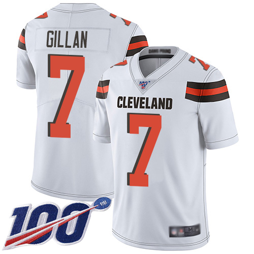Cleveland Browns Jamie Gillan Men White Limited Jersey #7 NFL Football Road 100th Season Vapor Untouchable->cleveland browns->NFL Jersey